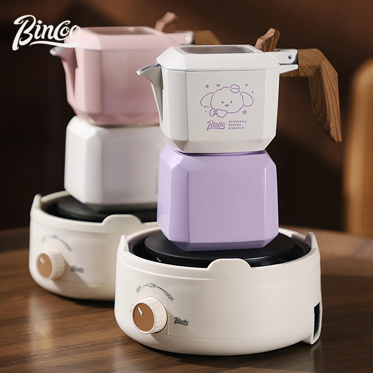 Bincoo Animal Themed Moka Pot – Dual Valve Stovetop Espresso Set Stovetop Moka Pot Qst