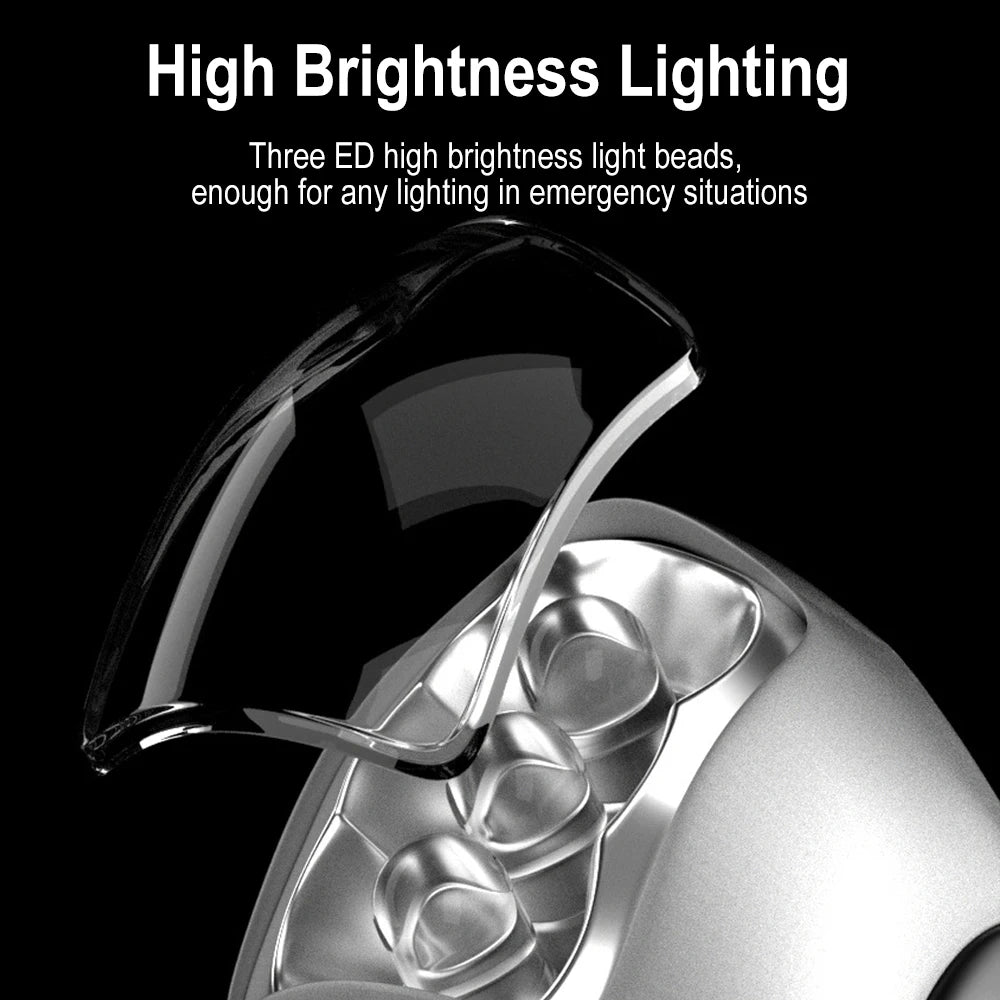 BORUIT Hand Crank LED Flashlight – Emergency Survival Torch Hand Crank Flashlight Qst