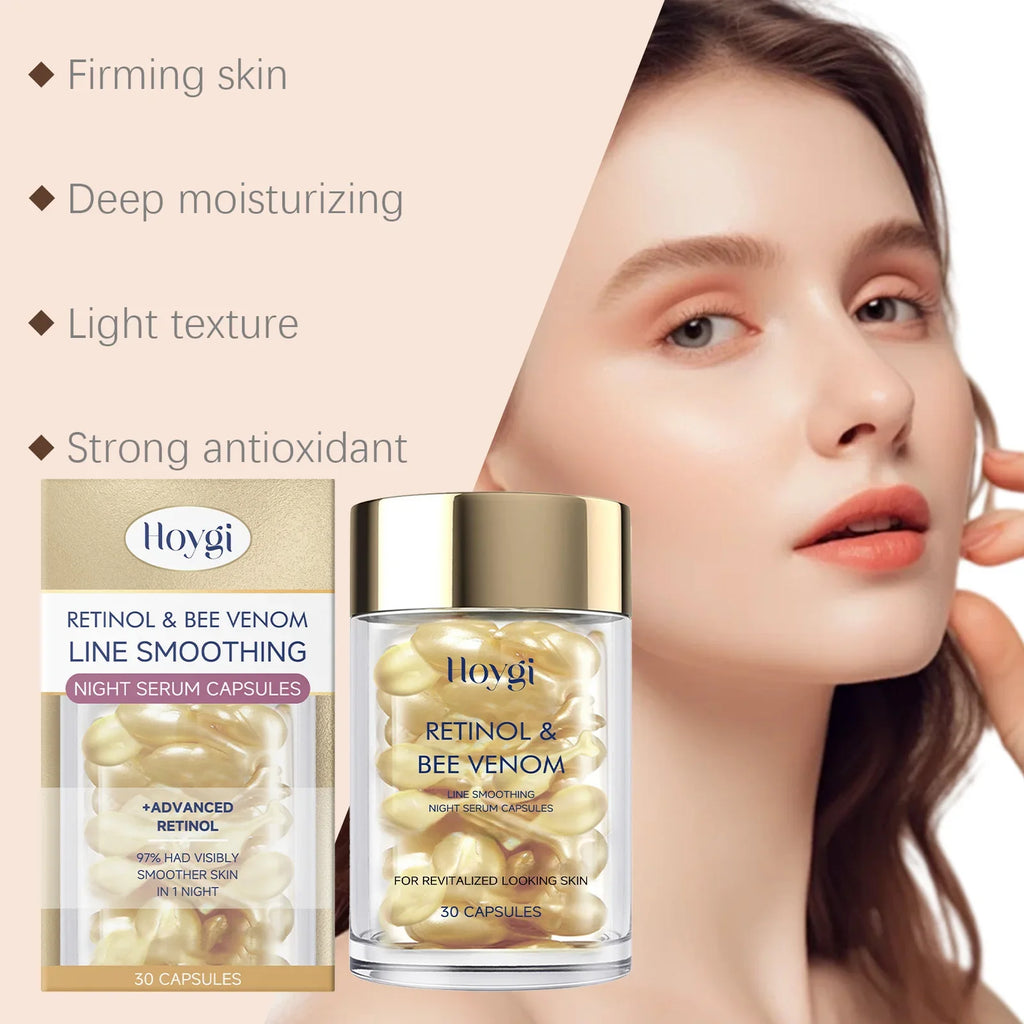 Retinol & Bee Venom Facial Capsules – Firming & Smoothing Facial Serum Capsules Qme