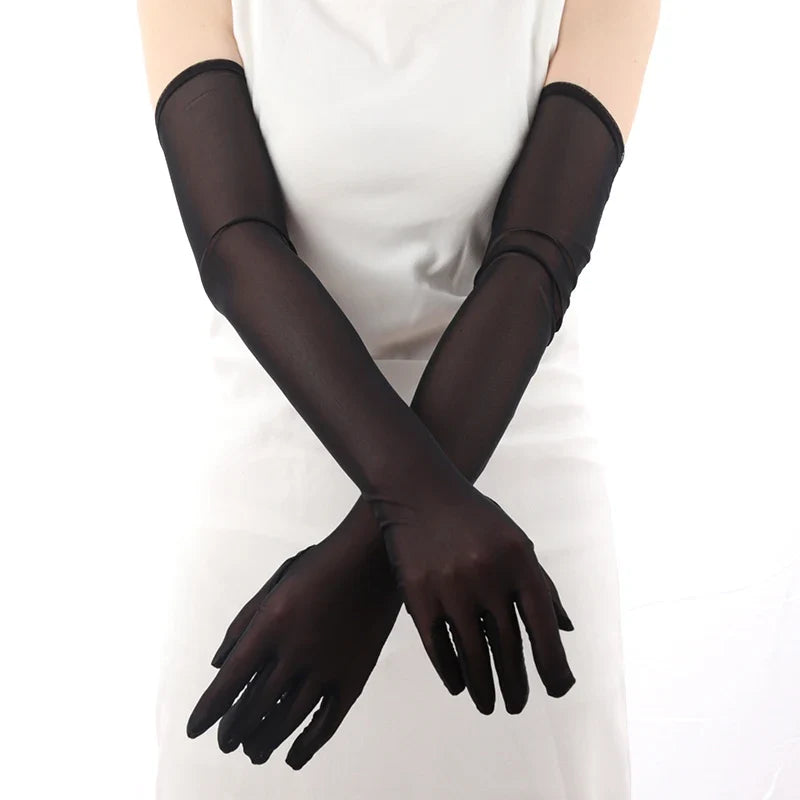Women's Ultra-Thin Transparent UV Driving Gloves | 55cm Driving Gloves Qme