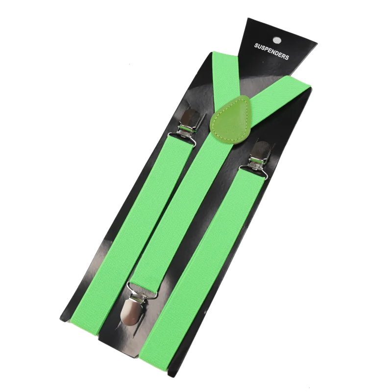Unisex Elastic Leather Suspenders Braces – 26 Colors Suspenders & Braces Qme light green China Mainland