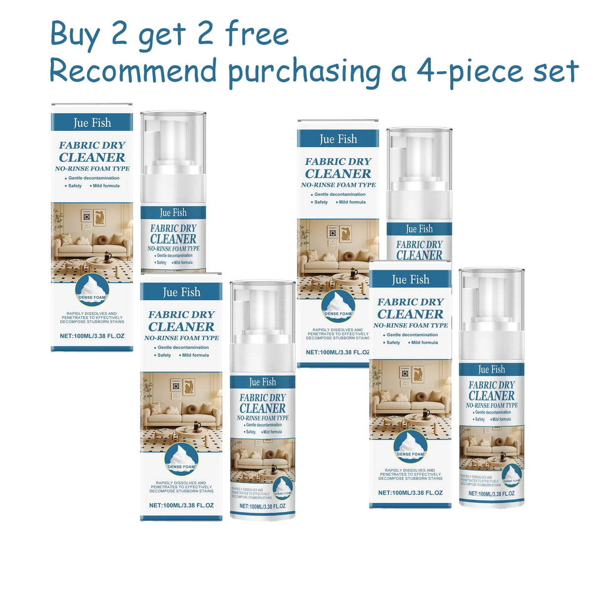 Jue Fish 100ml Fabric Sofa Cleaner – Upholstery Stain Remover Upholstery Cleaner Qst 100ml x4 bottle
