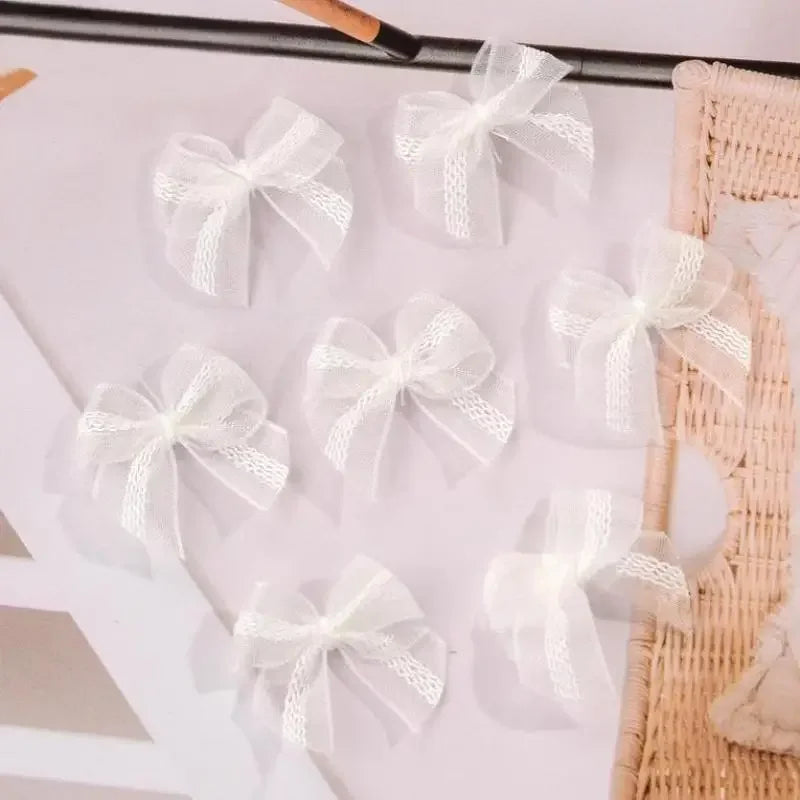 Mini Satin Mesh Ribbon Bows – Multicolor Lace DIY Craft Bowknot Craft Ribbon Bows Qme