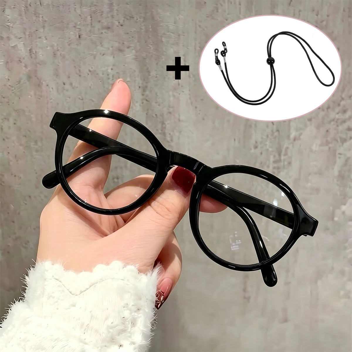 VOPHA L12 Foldable Auto-Adjust Round Reading Glasses Unisex Reading Glasses Qst Black