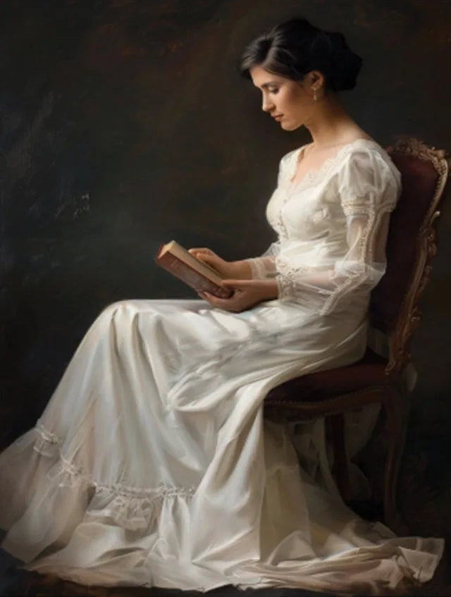 Vintage Female Reading Canvas Wall Art Print | Home Décor Canvas Wall Art Print Qst