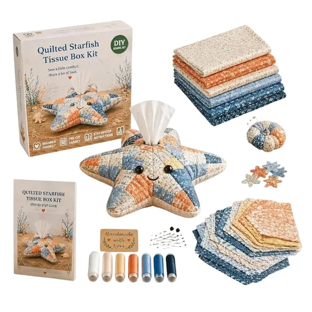 Quilted Sea Animal Tissue Box DIY Sewing Kit for Beginners DIY Quilting Kit Qme B