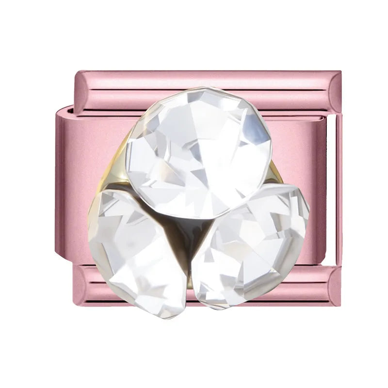 Zircon Bow & Star Italian Charm Links | Stainless Steel DIY