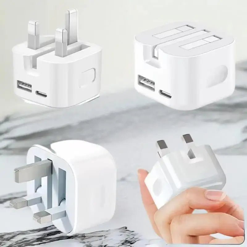 UK GB Plug USB-C Fast Wall Charger 35W PD QC3.0 – White USB-C Wall Charger Qst
