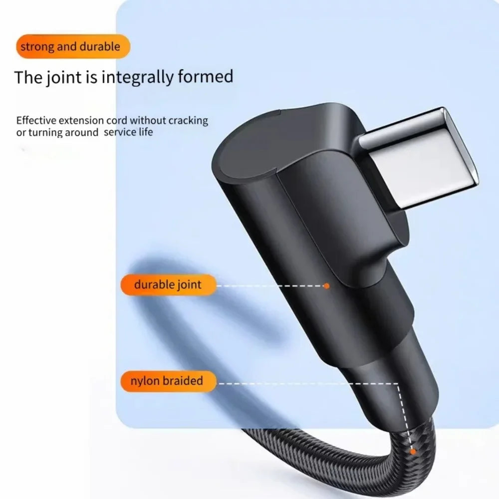 60W 90° USB-C Fast Charging Cable – iPhone 17 16 15 & More USB-C Charging Cable Qme