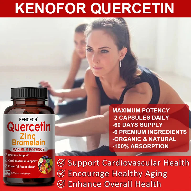 Zinc Quercetin Bromelain Capsules – 6-in-1 Antioxidant Complex Herbal Supplement Capsules Qst