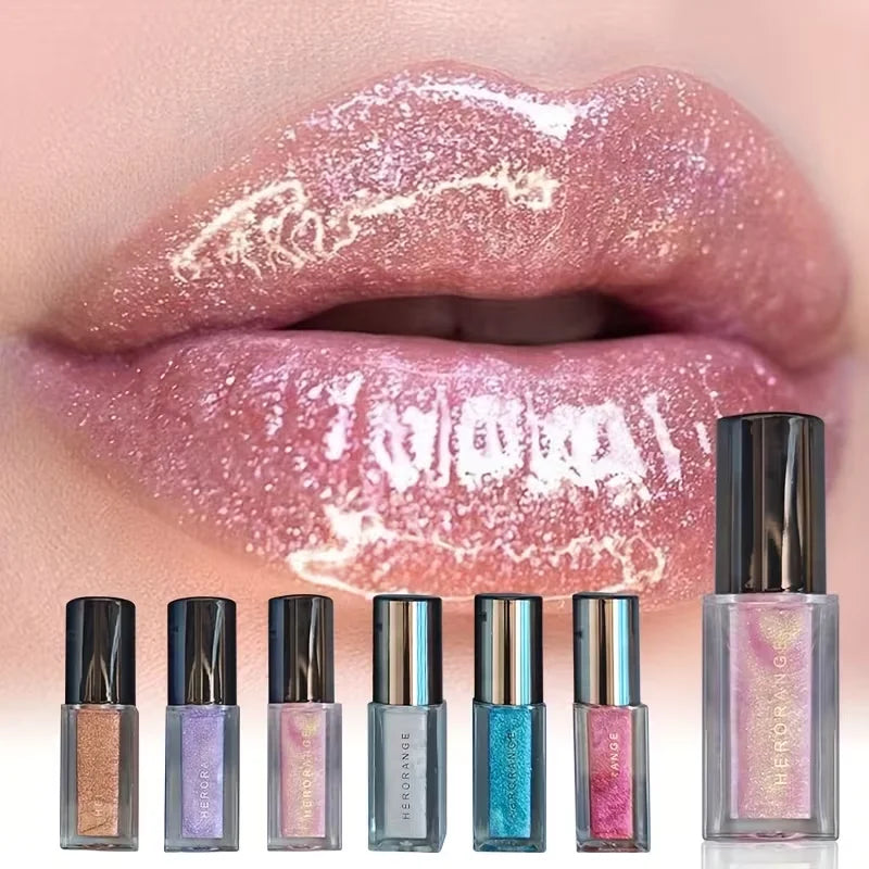 Shiny Glitter Lip Gloss | Mirror Finish Long-Lasting Glaze Glitter Lip Gloss Qme