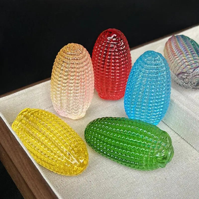Crystal Corn Ornament – Glass Good Luck Desktop Decor Prop Decorative Ornament Qme