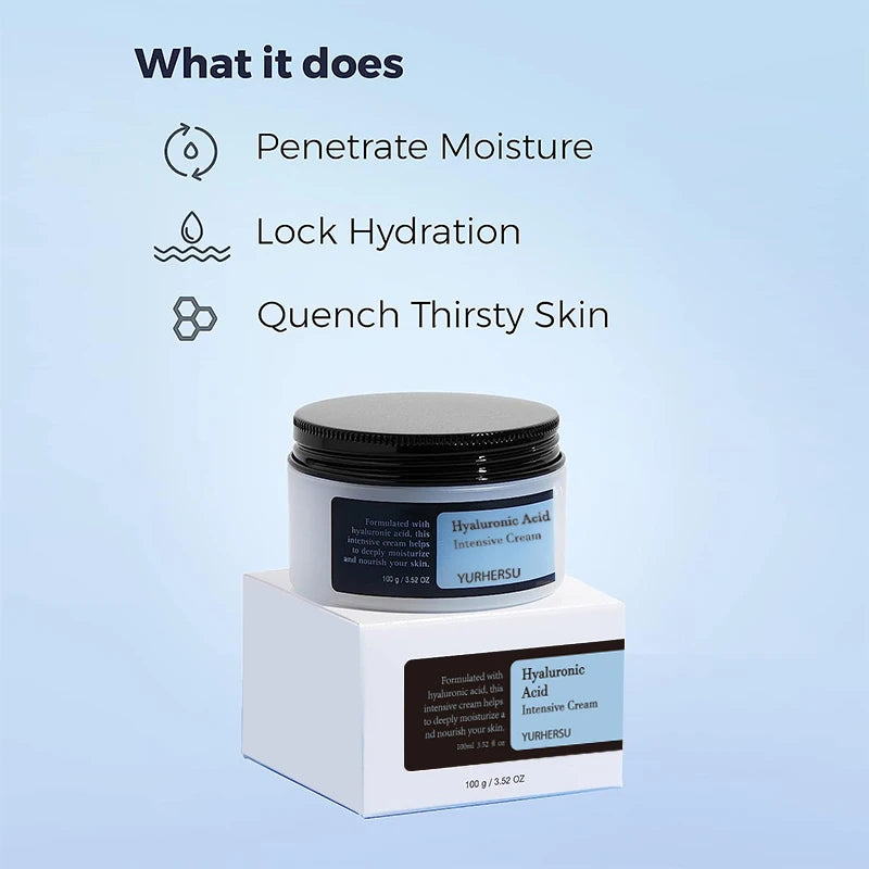 YURHERSU Hyaluronic Acid Face Cream – 48H Moisturizer 100ml Facial Moisturizer Cream Qst