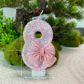 Pink Bow Sequin Number Birthday Candles 0-9 – Any Age Birthday Number Candles Qst Pink8