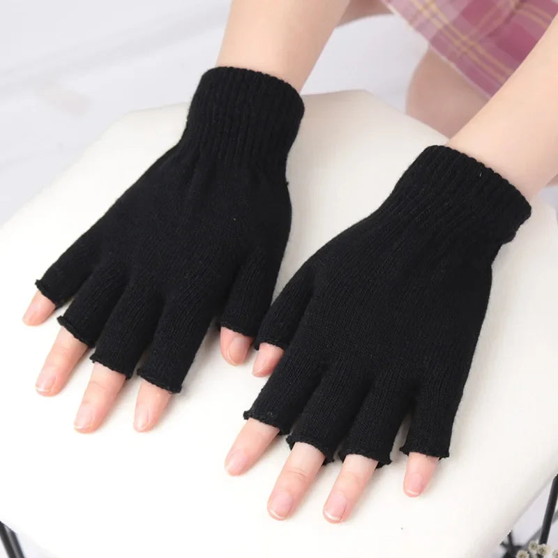 Unisex Fingerless Gloves – Half Finger Knit Cotton Warmers Fingerless Gloves Qme