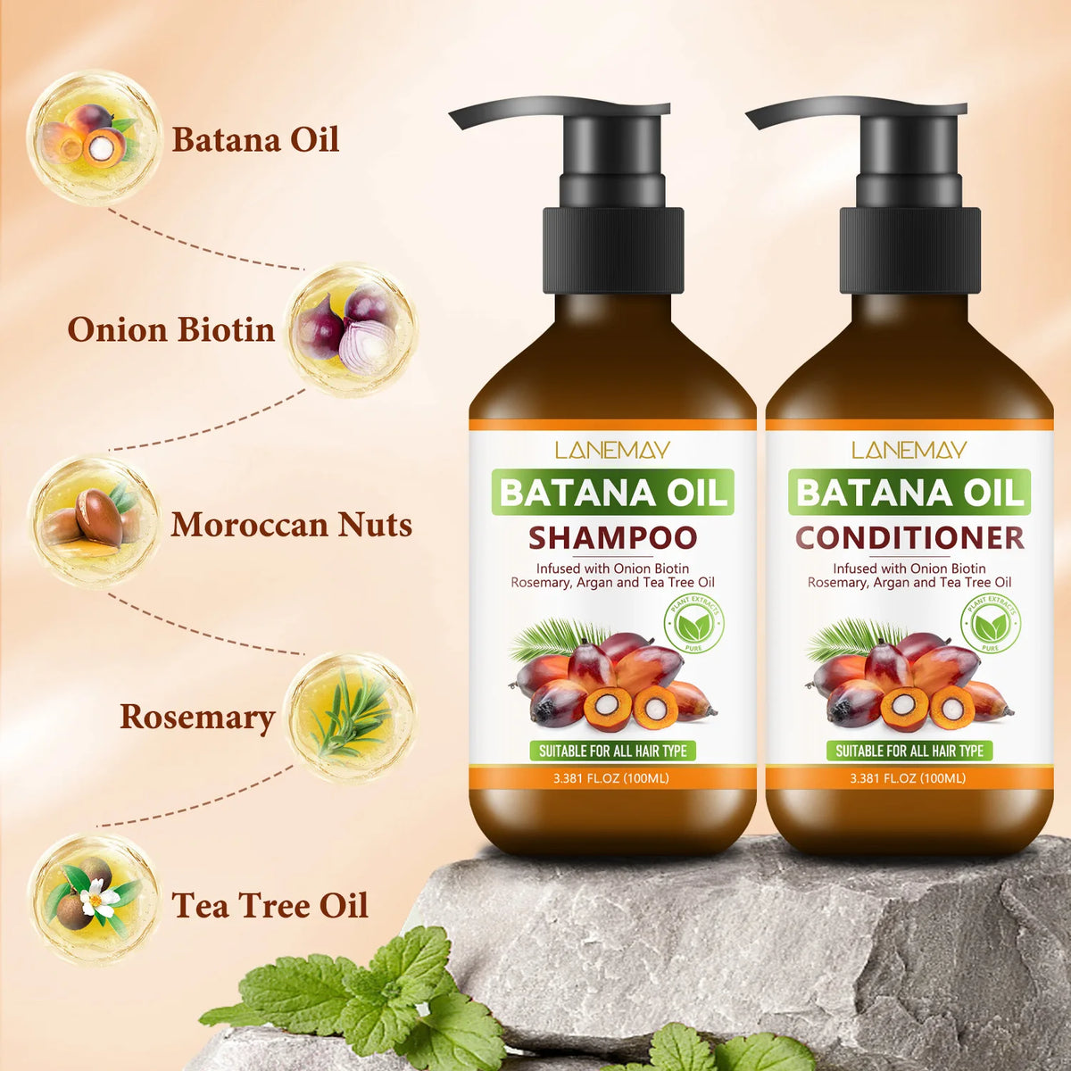 Batana Oil Shampoo & Conditioner Set – All Hair Types Hair Care Set Qst