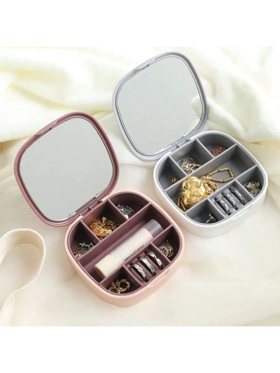 Mirror Jewelry Box – Travel Earring & Necklace Storage Bag Travel Jewelry Organizer Qme