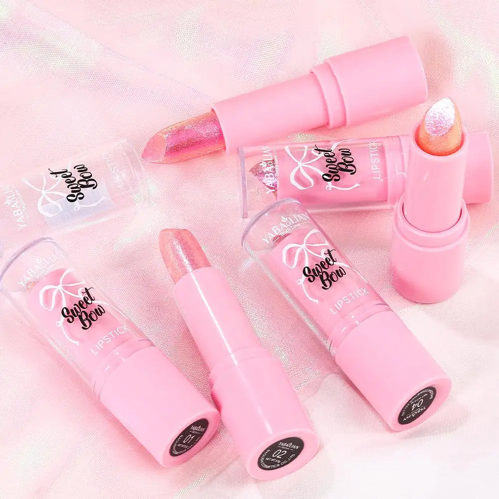 Metallic Pink Glitter Lipstick – Long-Lasting Diamond Shine Glitter Lipstick Qme