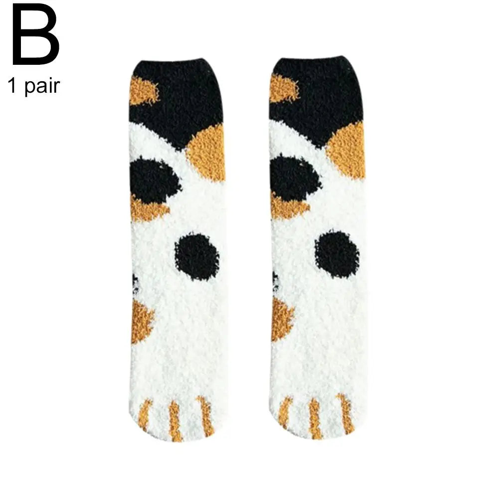 Women's Fluffy Cat Paw Socks – Cute Warm Winter Novelty Novelty Fluffy Socks Qme B