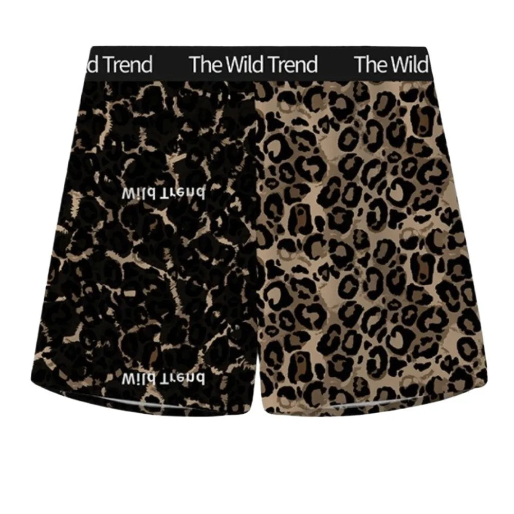 Men's Loose Leopard Print Beach Shorts & Sleep Bottoms Sleep Shorts Qme XXL Style F