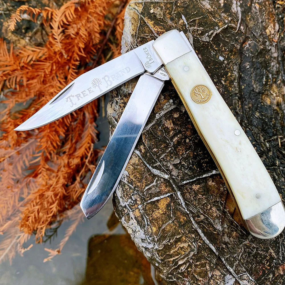 Z.QIAN Bone Handle Slip Joint Multi-Blade Folding Pocket Knife Folding Pocket Knife Qst white