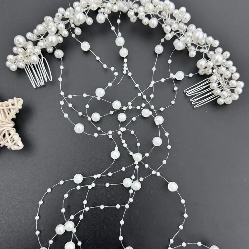 Pearl Hair Comb Bridal Headpiece with Bead Tassel Bridal Hair Comb Qme