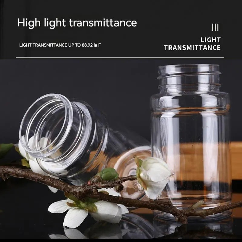 Transparent Plastic Jars with Metal Caps – Set of 5 Sealed Food Storage Jars Qme