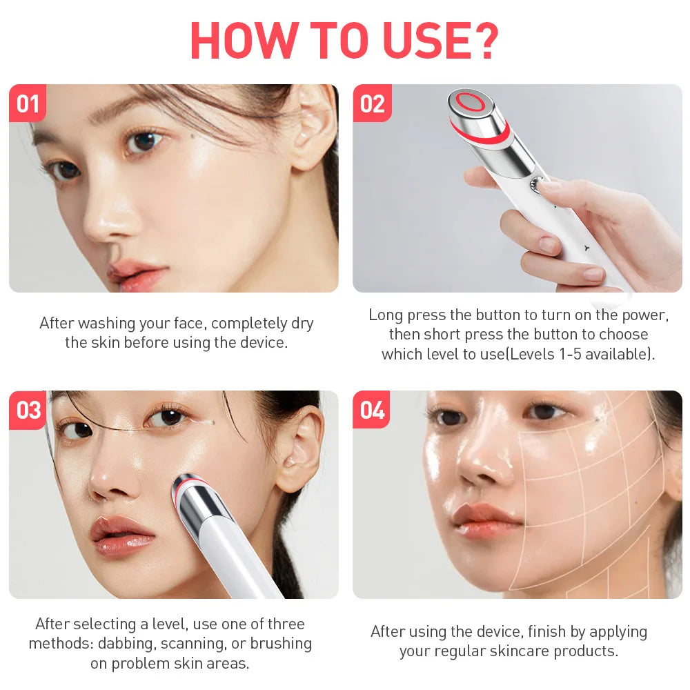 Microcurrent Facial Beauty Wand – LED & Warmth Skin Device Facial Beauty Device Qst