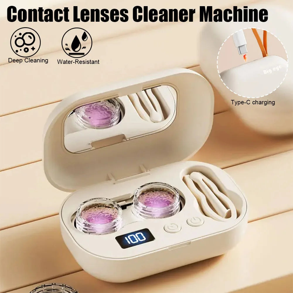 Ultrasonic Contact Lens Cleaner – Portable USB Rechargeable Contact Lens Cleaner Qst