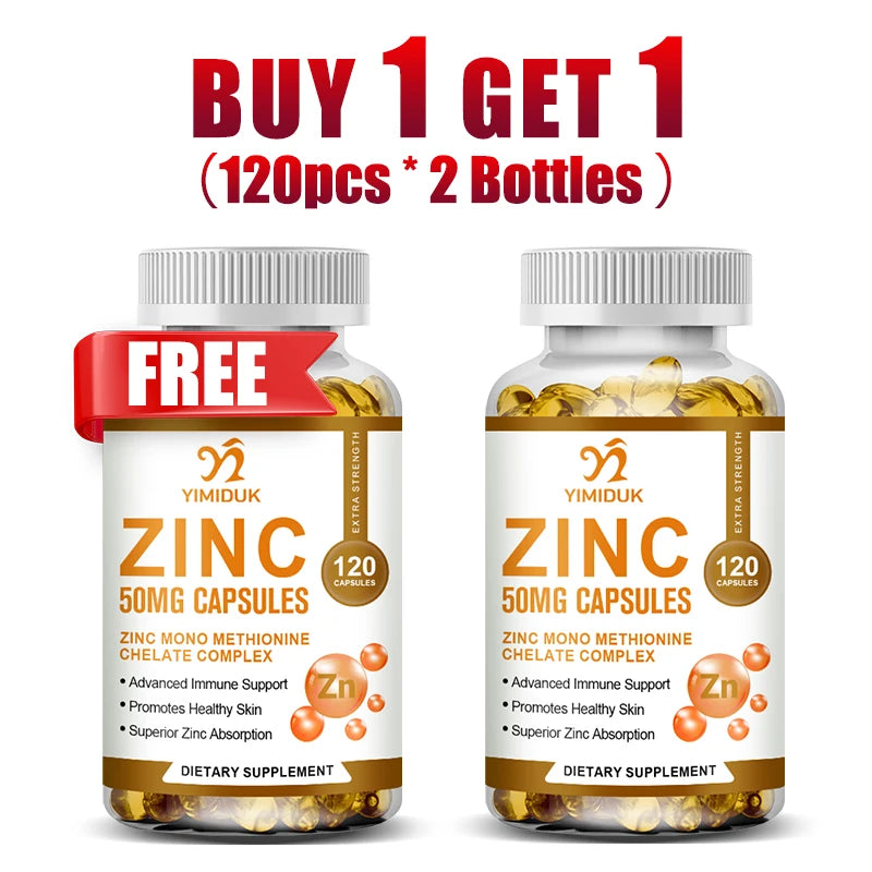 Yimiduk Zinc Supplement 120 Capsules – Buy 1 Get 1 Free Zinc Supplement Qst 120pcs-2 Bottles