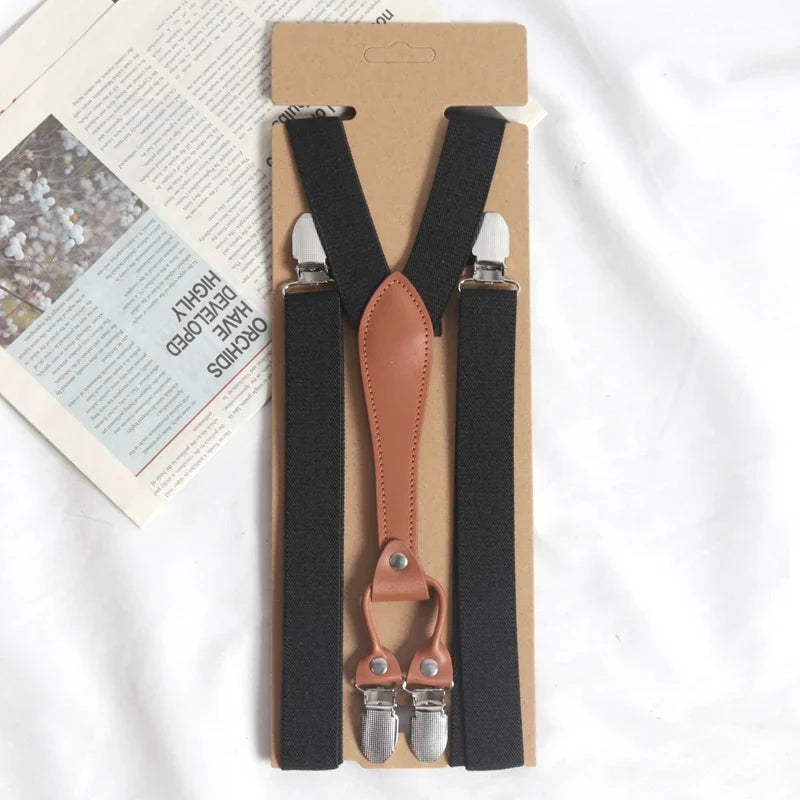 Vintage Y-Back Suspenders Men Women Button End Adjustable Vintage Suspenders Qme black