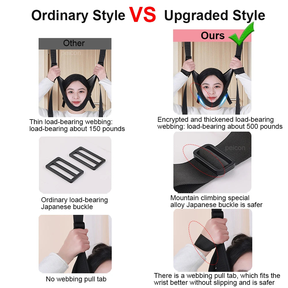 Cervical Neck Traction Belt – Soft Cushion Hanging Stretch Strap Neck Traction Belt Qst