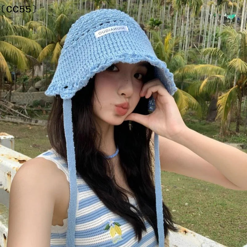Women's UV Crochet Sun Hat – Foldable Breathable Beach Hat Crochet Sun Hat Qst