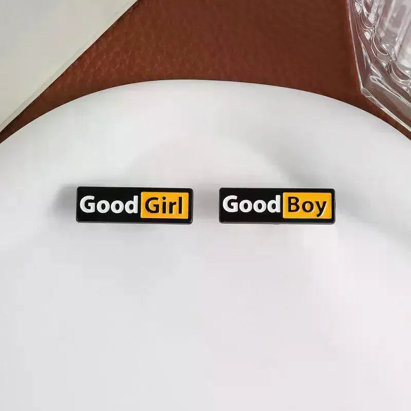 Good Boy Girl Identity Enamel Pin – Unisex Fashion Accessory Enamel Lapel Pin Qme