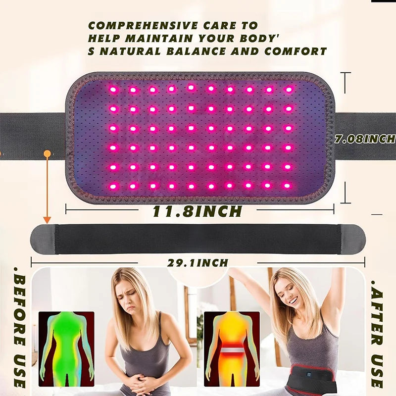 60 LED Red Light Therapy Belt 660nm 850nm | Back Waist Knee Red Light Therapy Belt Qst