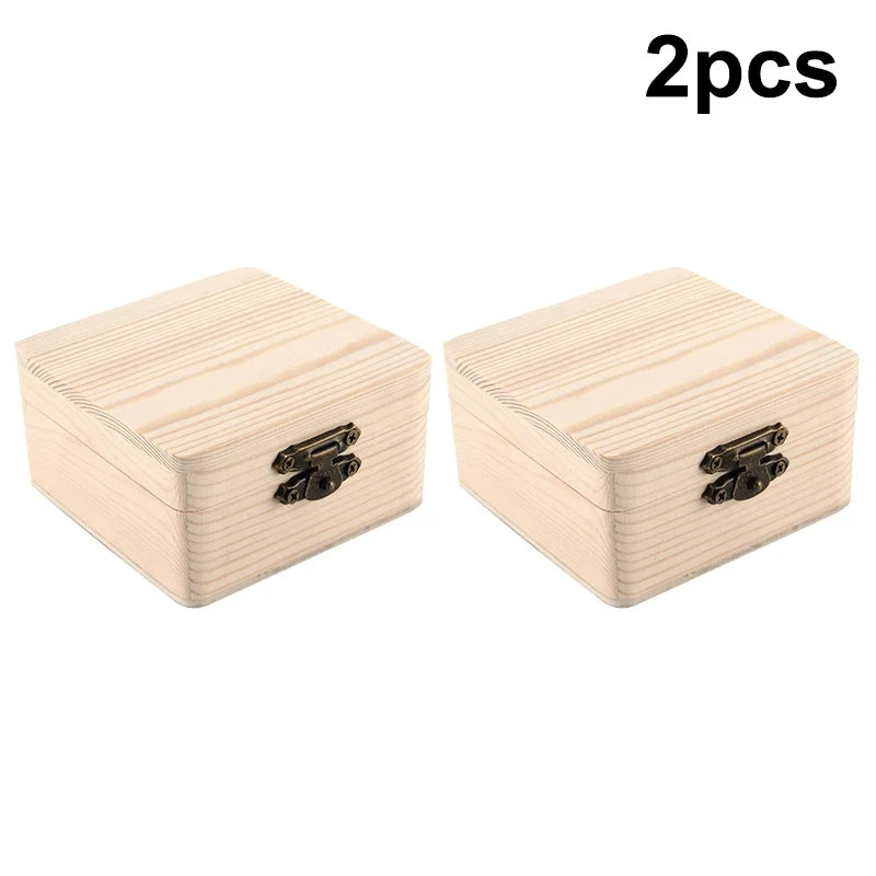 Natural Wooden Storage Box 8x8cm | Home Organizer & Gift Box Wooden Storage Box Qme 2pcs