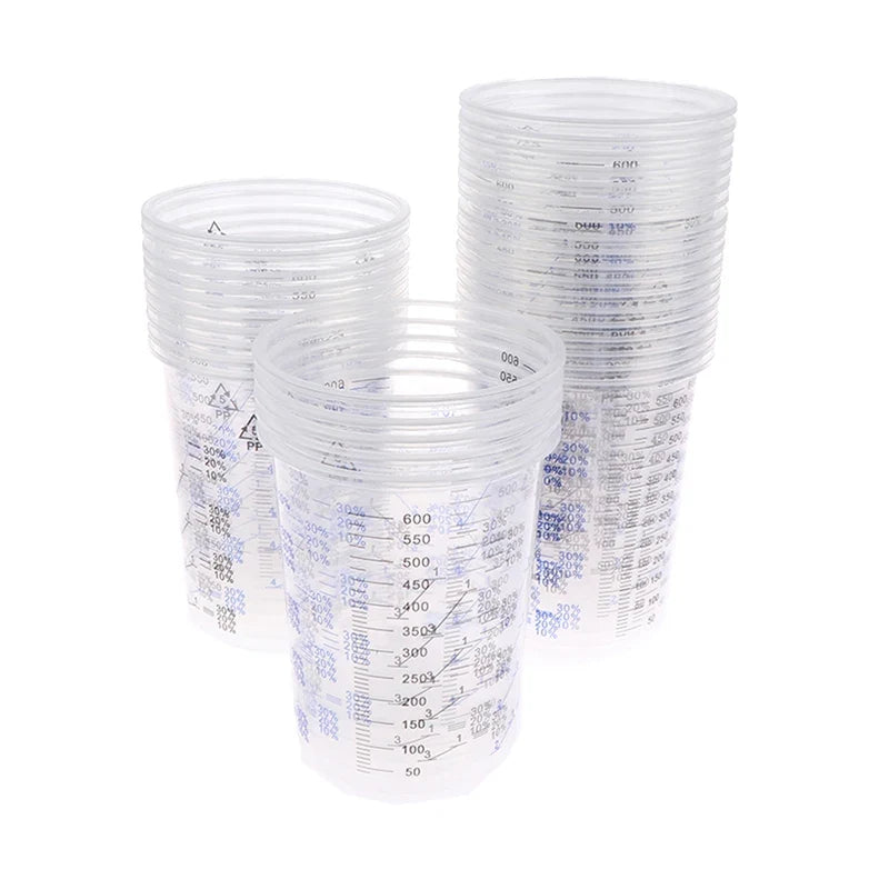 10-Pack Calibrated Paint Mixing Cups 600ml – Plastic Pots Paint Mixing Cups Qme