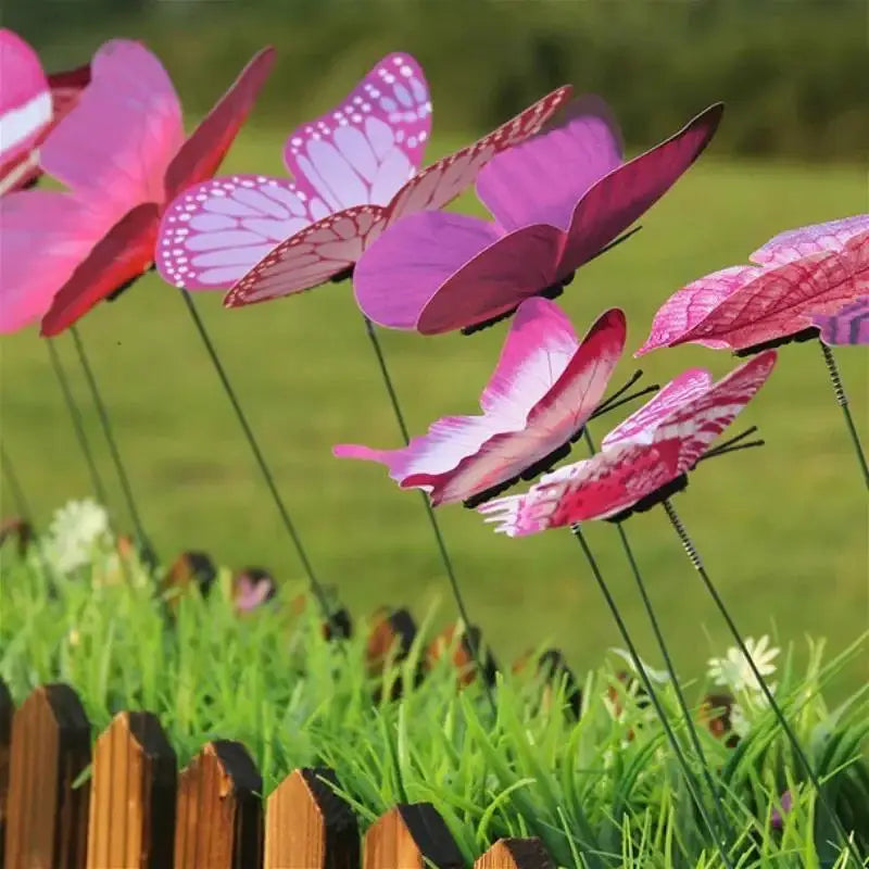 Colorful Butterfly Garden Stakes – Set of 2 | 6 Colors Garden Decorative Stakes Qme