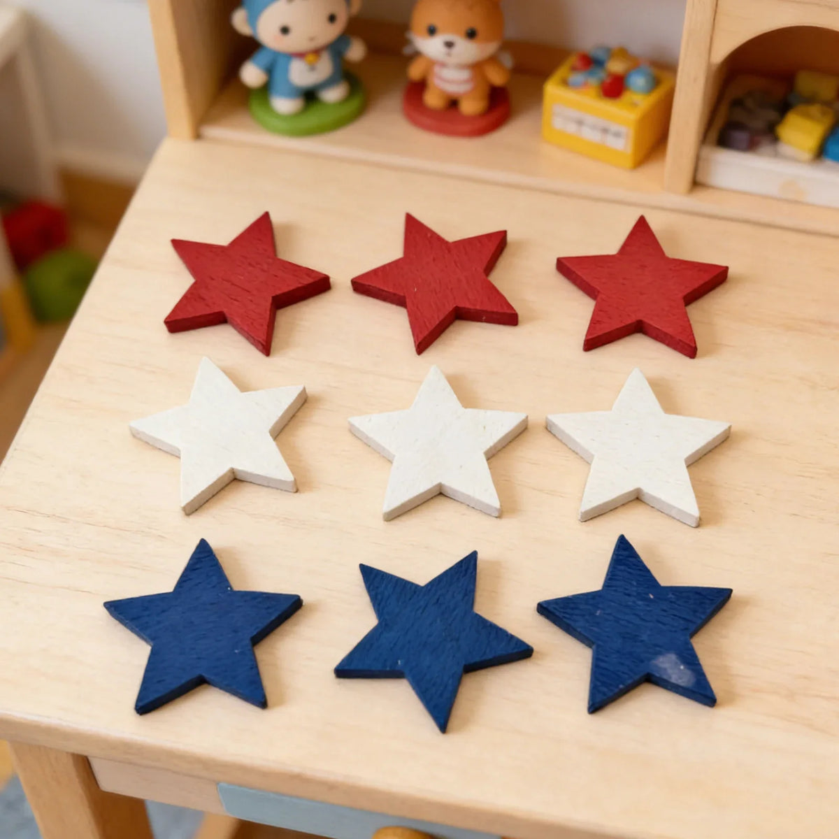Wooden Multi-Size Star Decorations – 4th of July Patriotic Décor Holiday Star Decorations Qme