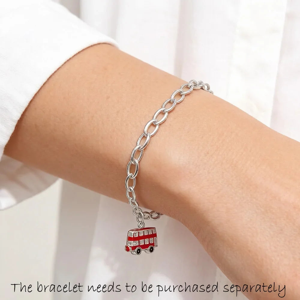 Red London Bus 925 Sterling Silver Charm Pendant Necklace Sterling Silver Pendant Qme