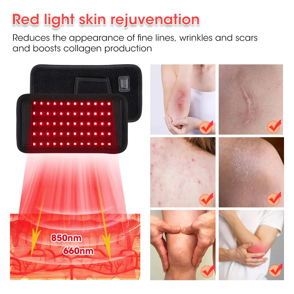 Red Light Therapy Belt 660nm 850nm – Wearable LED Wrap Pad Light Therapy Belt Qst