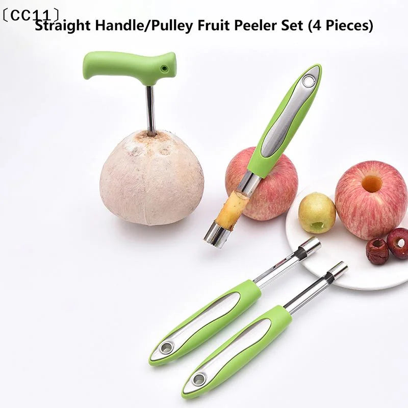 4-Piece Stainless Steel Fruit Pitting & Coring Tool Set Fruit Coring Tool Qme