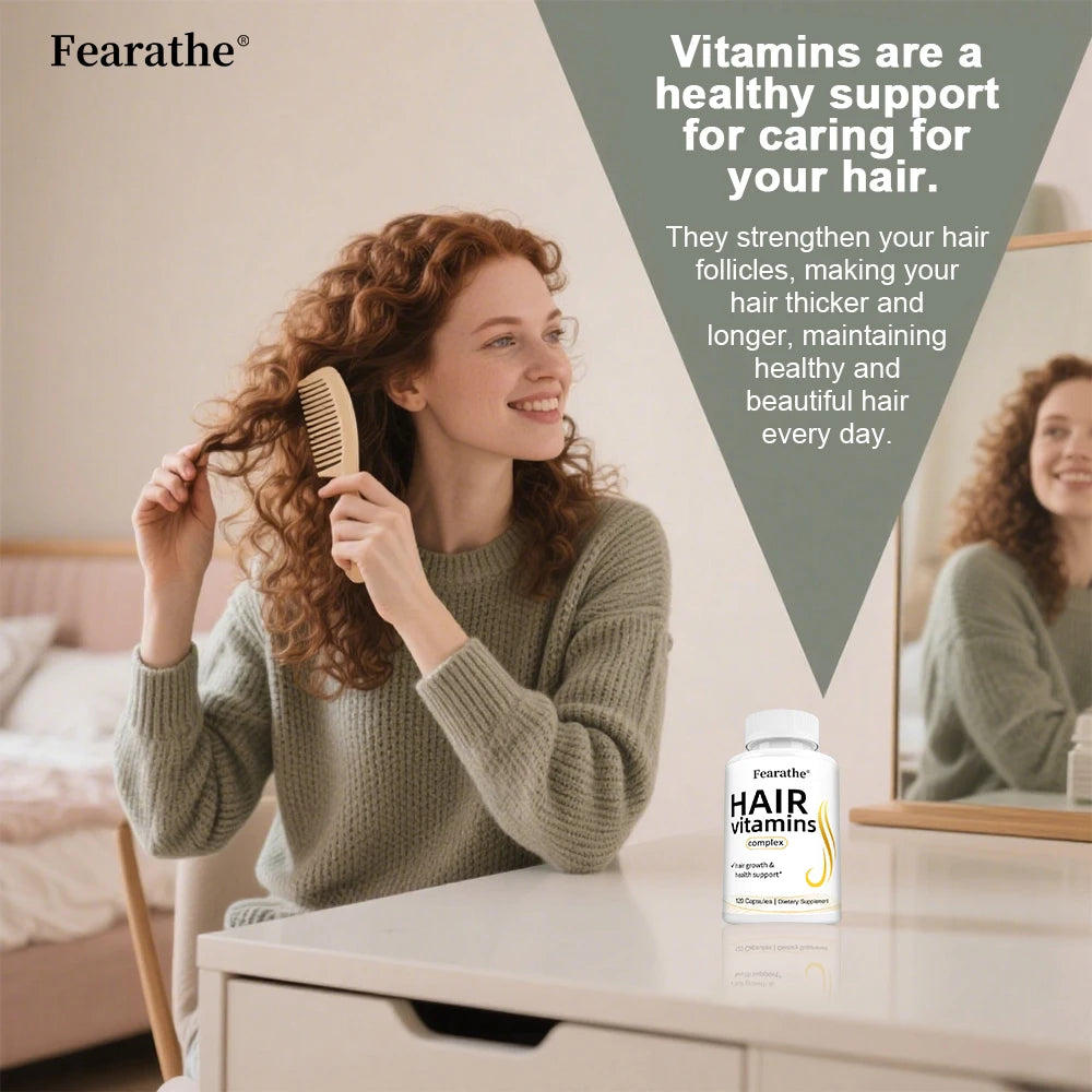 Fearathe Hair Multivitamin Capsules – Biotin, A/B12/C/D/E Hair Supplement Capsules Qst