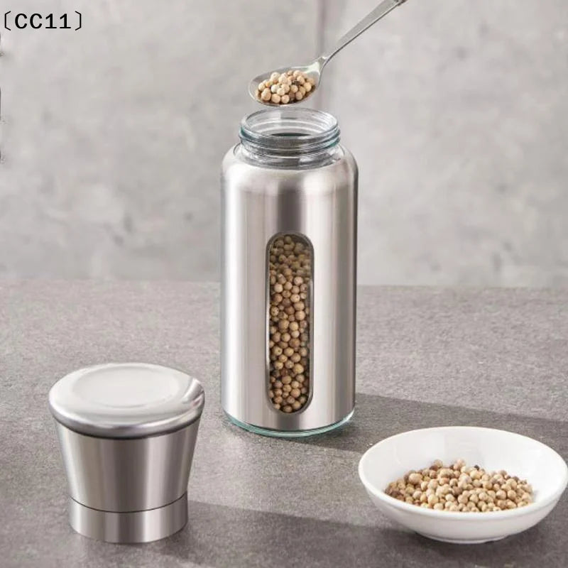 Stainless Steel Manual Salt & Pepper Mill – Adjustable Grinder Spice Grinder Mill Qme