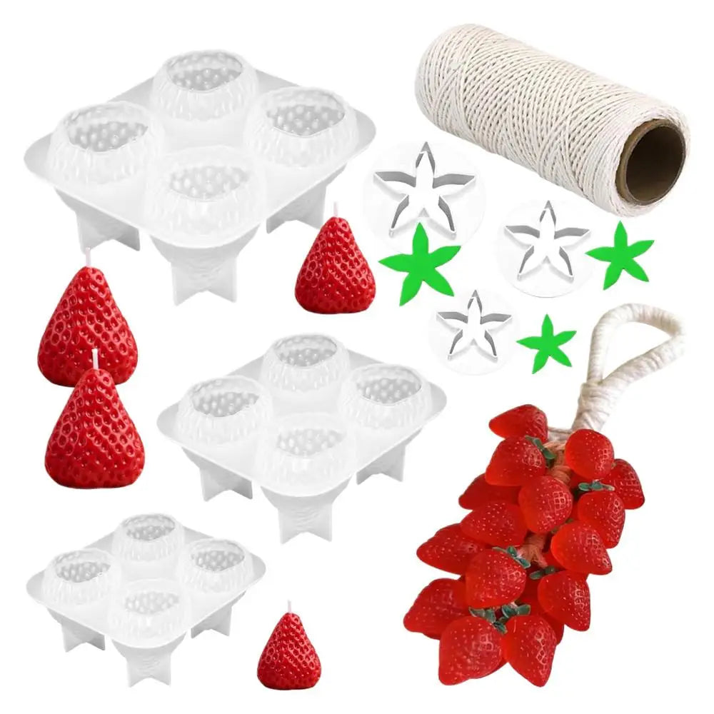 3D Strawberry Silicone Mold – Candle, Cake & Resin Craft Silicone Craft Mold Qme White China Mainland