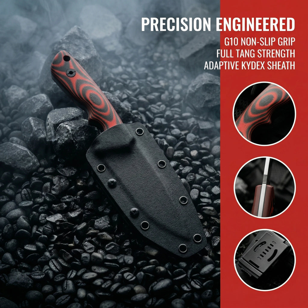 HUANGFU Full Tang Fixed Blade Knife with Sheath – Outdoor Fixed Blade Knife Qst