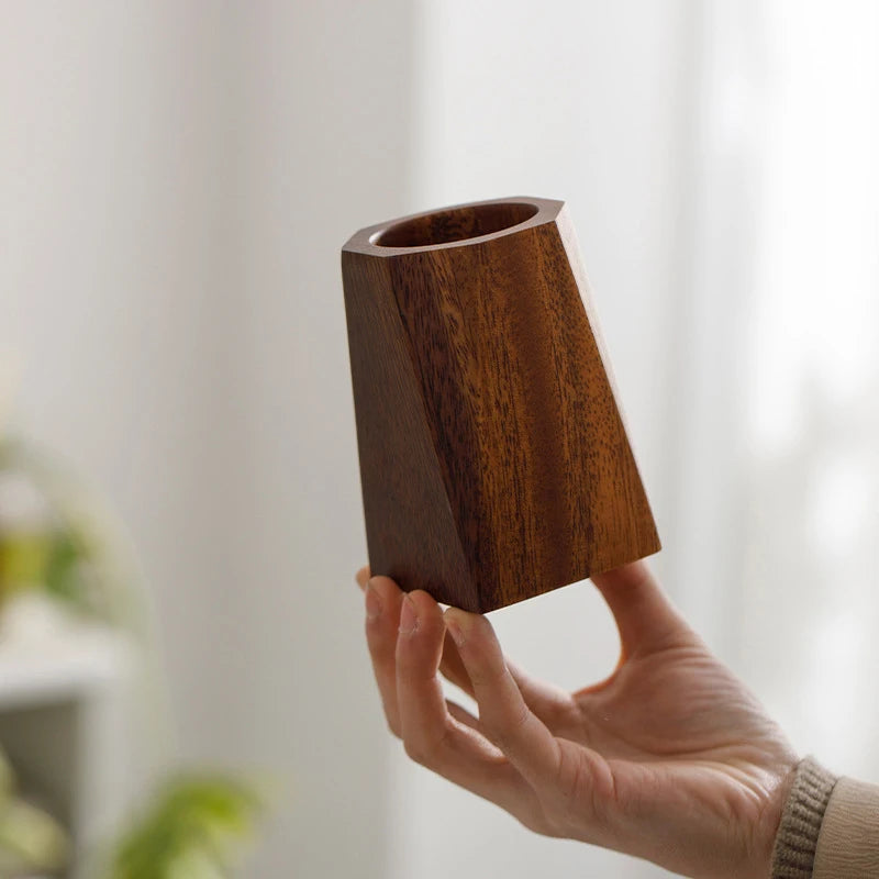 Black Walnut Wood Pen Holder – Polished Desk Organizer Wood Pen Holder Qst