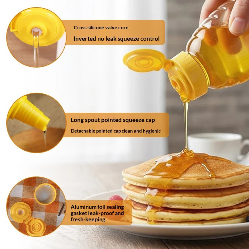Squeeze Honey Bottle with Lid – Reusable PP Dispenser Condiment Dispenser Bottle Qst