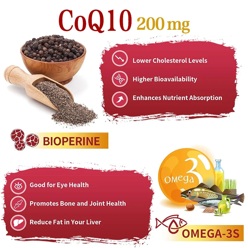 Fulimiks CoQ10 200mg Capsules – Energy & Antioxidant Support CoQ10 Supplement Qst