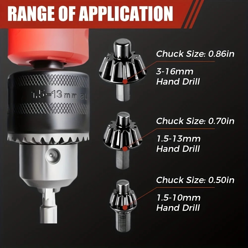 3-in-1 Ratchet Drill Chuck Wrench | Replaceable Head, 3-Speed Ratchet Chuck Wrench Qme